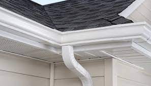 Charcoal Black Roofing with White Gutter